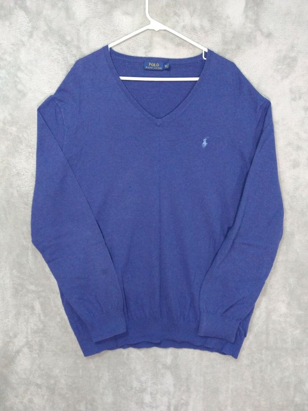 Polo Ralph Lauren Sweater Mens 2XLT Blue Cotton Cashmere Blend V Neck Pullover